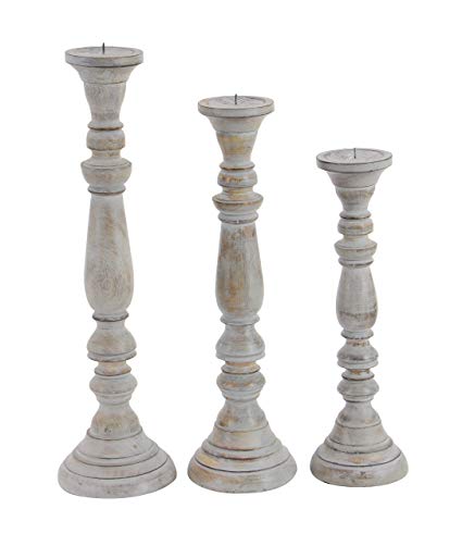 Distressed Wooden Candle Holder Set