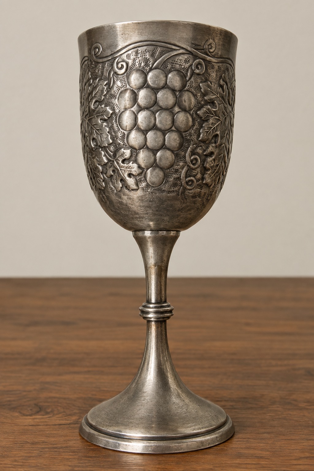 Embossed Pewter Wine Goblet