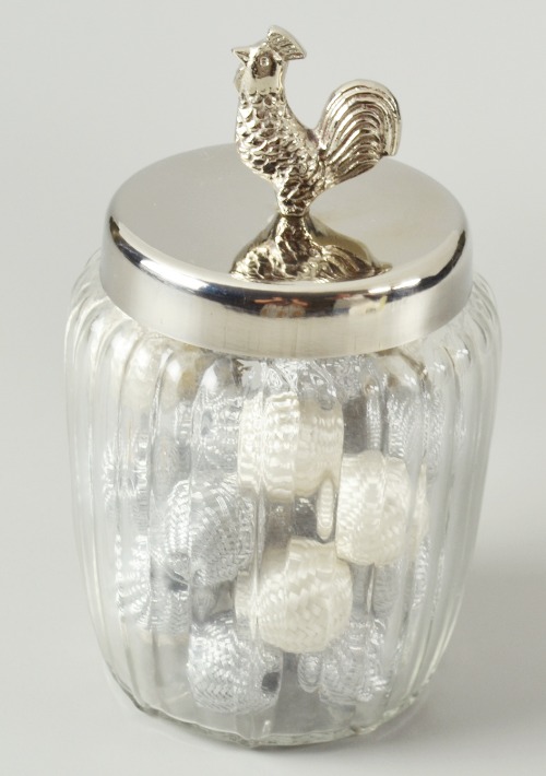 Glass Jar with Silver Rooster Lid