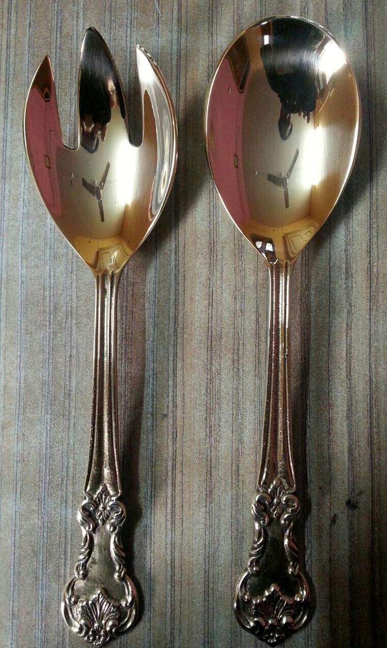 Gold Finish Salad Serving Set
