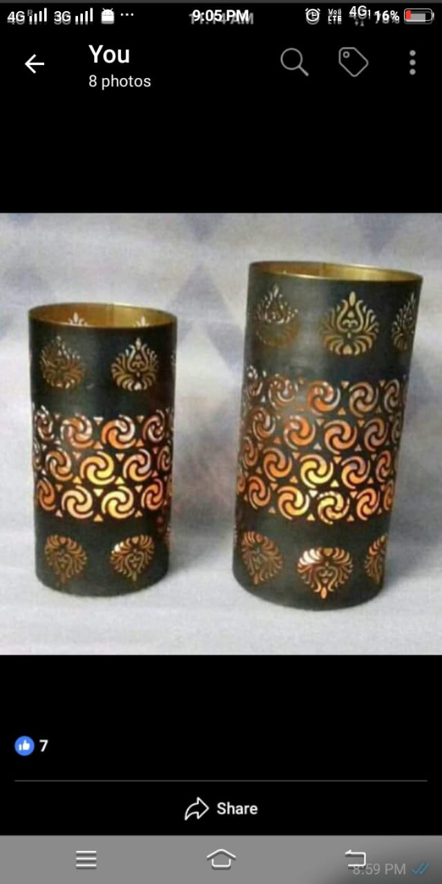 Black Cut-Work Pillar Lantern