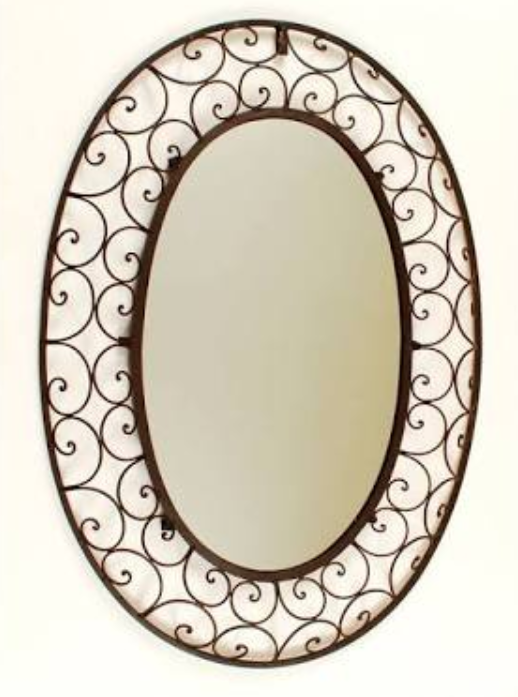 Brown Scroll Oval Mirror