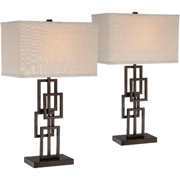 Interlocking Squares Table Lamp – Bronze