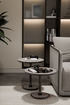 Cross-Base Side Table – Dark Metal