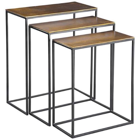 Hammered Brass-Top Nesting Tables