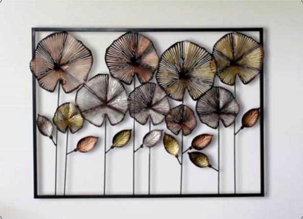 Botanical Fan Leaves Framed Metal Wall Art