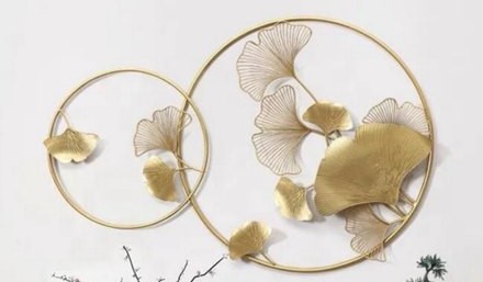 Ginkgo Leaf Dual-Ring Wall Art – Gold