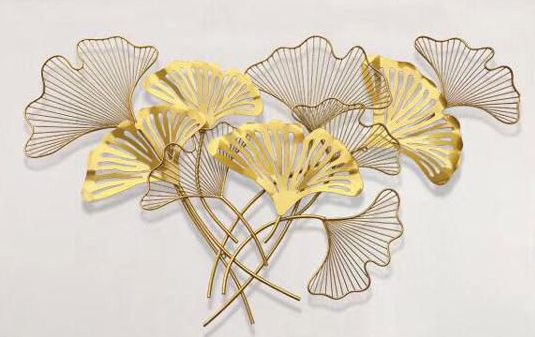 3D Ginkgo Leaf Sculptural Wall Cluster – Gold