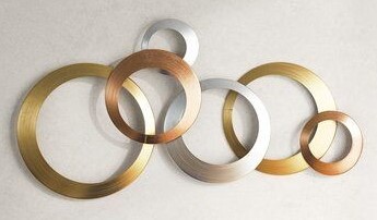 Interlocking Circles Wall Art – Gold, Copper & Silver