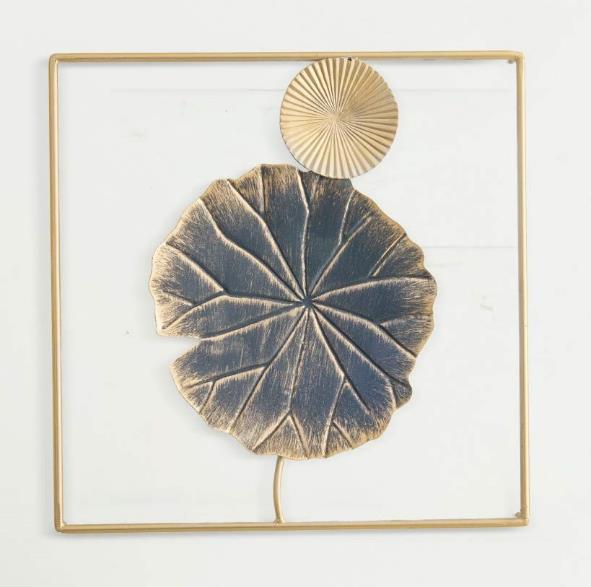 Framed Lotus Leaf Wall Art – Brass