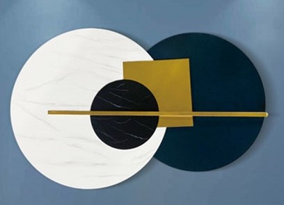 Abstract Overlapping Circles Wall Art – Teal & Gold