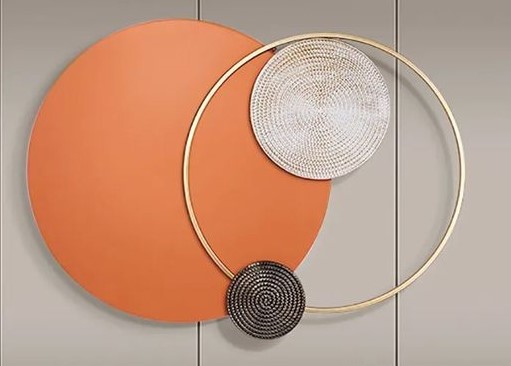 Abstract Terracotta & Gold Circle Wall Sculpture