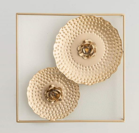 Textured Disc Flower Relief Framed Wall Art