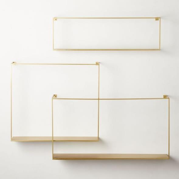 Floating Brass Wall Shelves – Set of 3