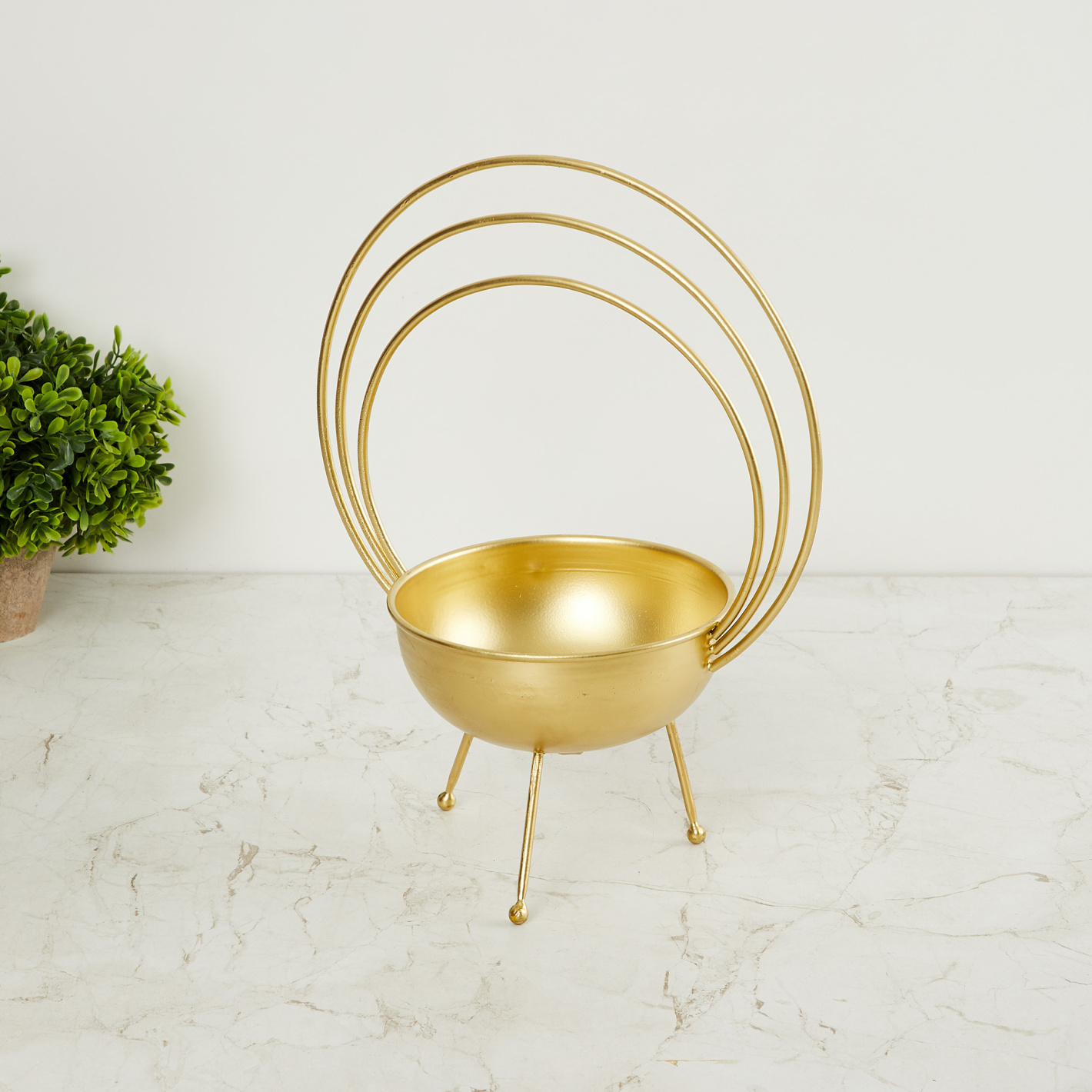 Gold Bowl Planter with Ring Stand