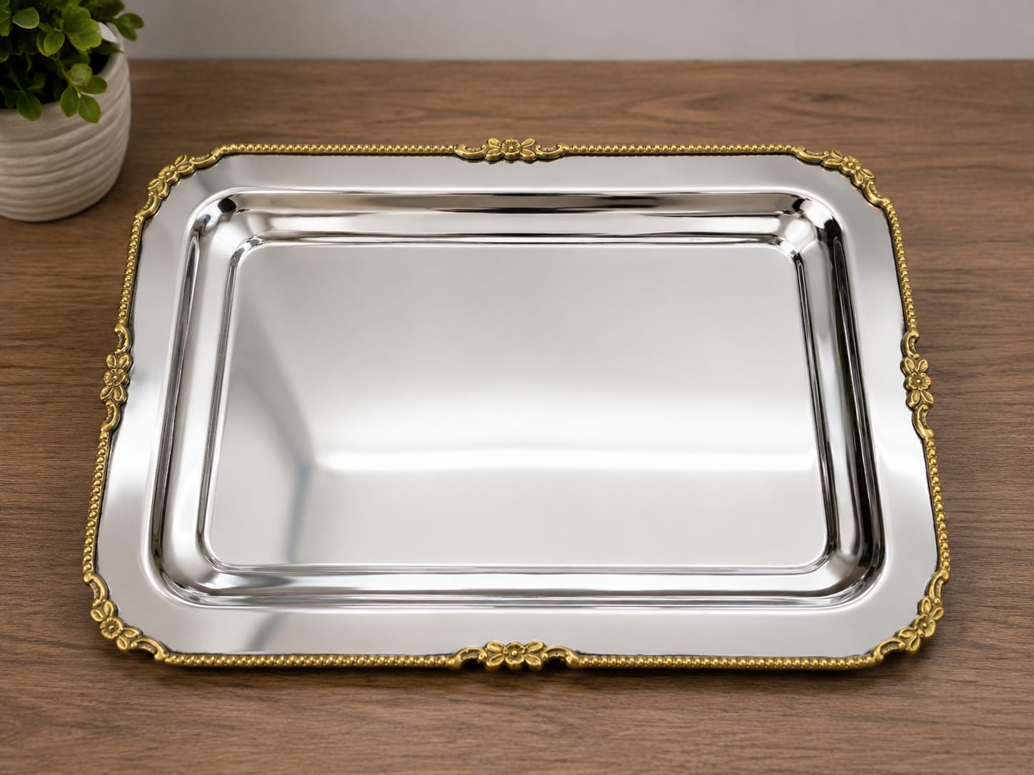 Rectangular Silver Plated Serving Tray