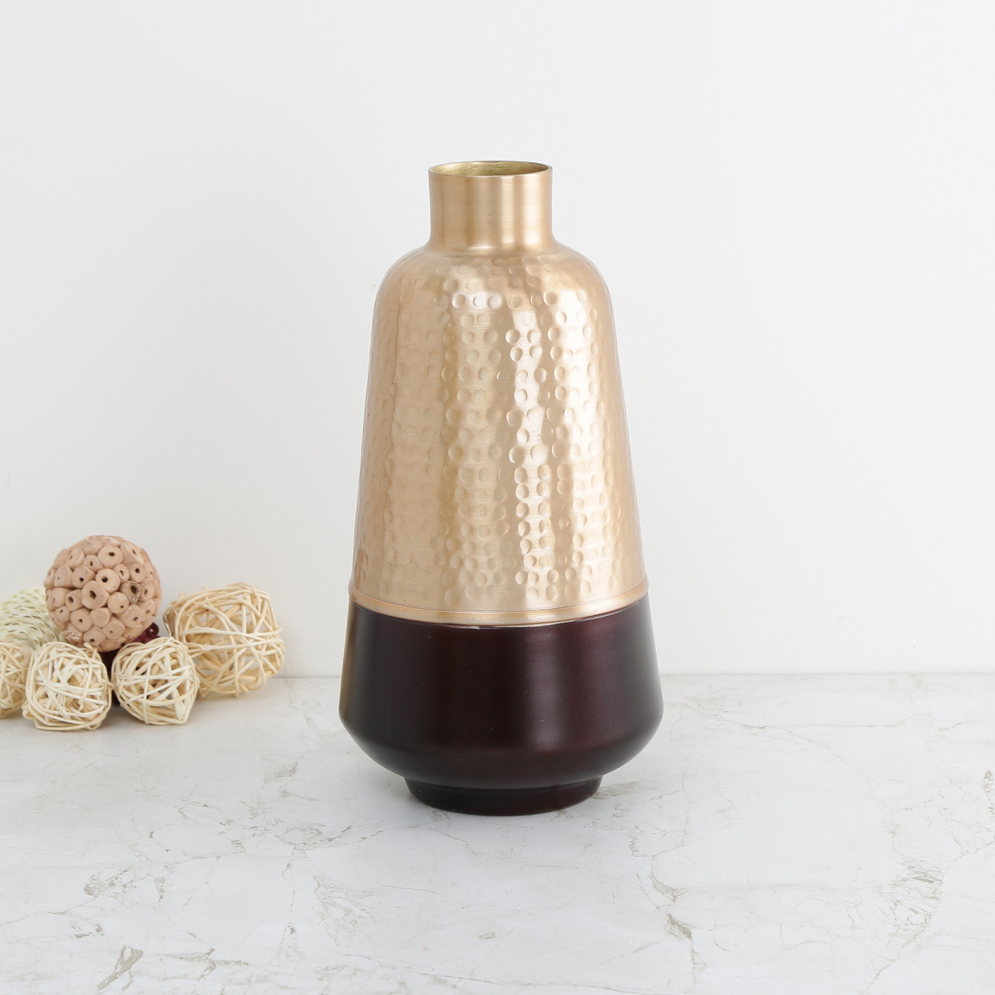 Hammered Gold & Burgundy Vase
